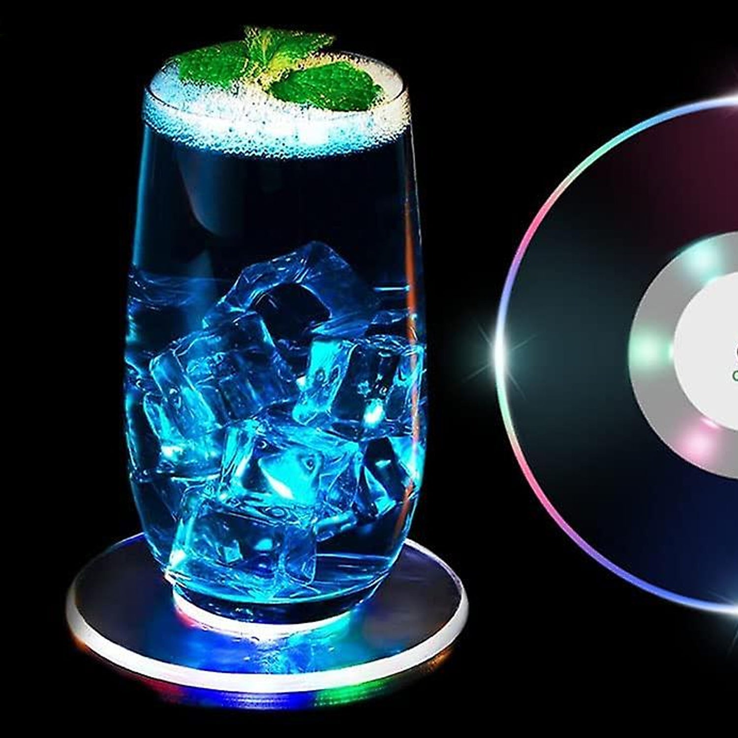 Colorful LED Cocktail Coaster, Round Ultra-Thin LED Drink Coaster (1 Pc) Colorful LED Cocktail Coaster, Round Ultra-Thin LED Drink Coaster (1 Pc)